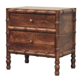 VIREO Bedside Table Bamboo Wood Frame Storage - Medium Wood