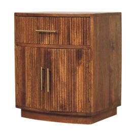 RIBRO 2 Door with 1 Drawer Bedside Table - Medium Oak