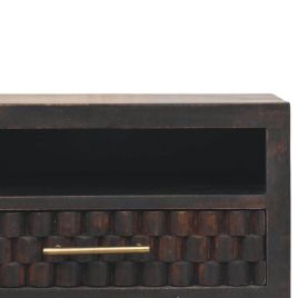 CADIRA Bedside Table Solid Wood Open Slot Storage - Dark Wood