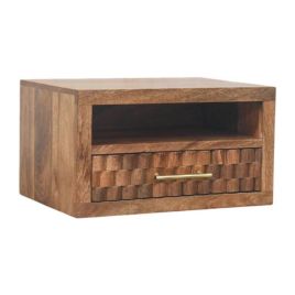 CADIRA Bedside Table Solid Wood Slot Drawer Storage - Gold