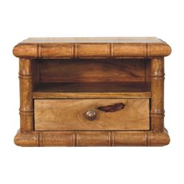 VIREO Bedside Table Bamboo Wood Open Storage - Light Wood