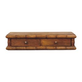 VIREO Wall Mounted Console Table Bamboo Wood Storage Shelf - Brown