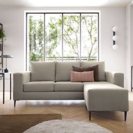 LINCOLN Linen 4 Seater L Shaped - Reversible Corner Sofa - Sand
