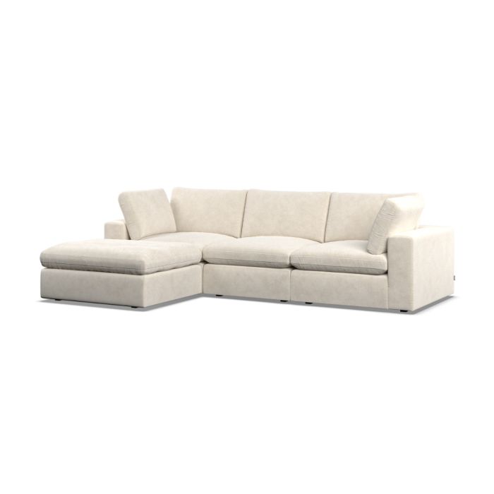 Corner Sofa - OBLAK Fabric 3 Seater Right Hand Facing Cotton - Footstool End