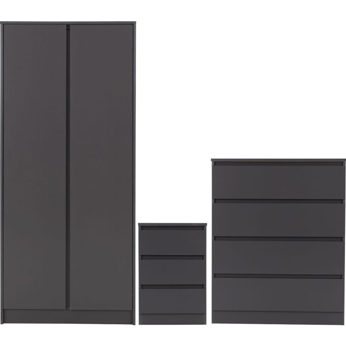 MALDEN 2 Door Wardrobe Set 3 Piece - Grey
