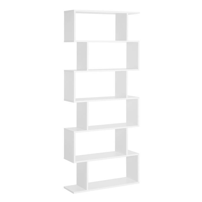 Wooden Wood S Shape Storage Display 6 Shelves Room Divider Unit Chest Bookshelf Bookcase Cupboard Cabinet Home Office Furniture, White