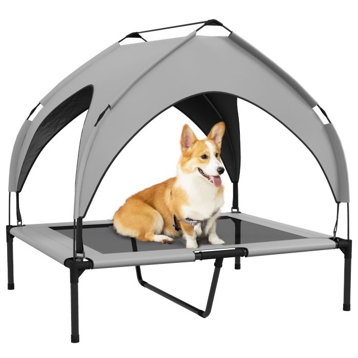 Cooling Raised Pet Bed w/ Washable Breathable Mesh, for Medium, Large Dogs, 91 x 76 x 89cm - Light Grey