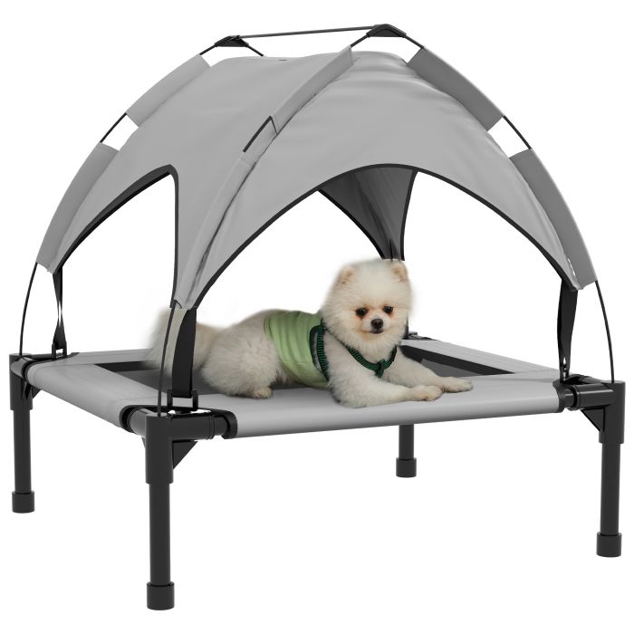 Cooling Raised Pet Bed w/ Washable Breathable Mesh, for Small Medium Dogs, 76 x 61 x 69.5cm - Light Grey