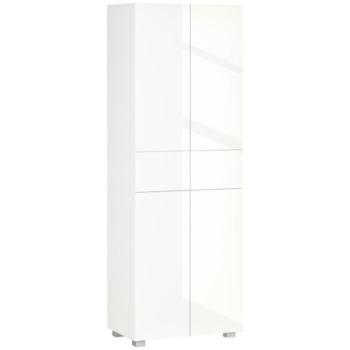 4-Door Kitchen Cupboard, Freestanding 5-Tier Storage Cabinet with 3 Adjustable Shelves, 2 Drawers for Living Room, Dining Room