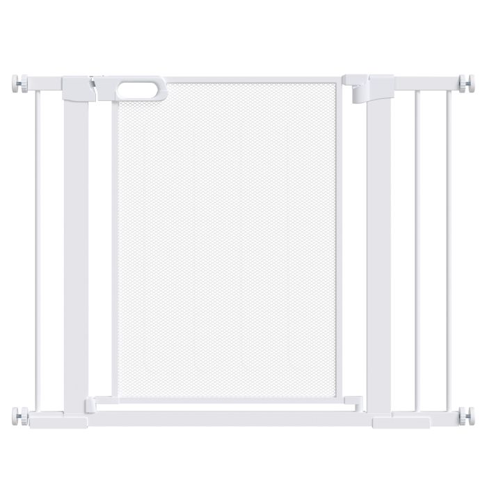 Pressure Fit Safety Gate for Doorways and Staircases, Dog Gate w/ Auto Closing Door, Pet Barrier for Hallways w/ Double Locking - White