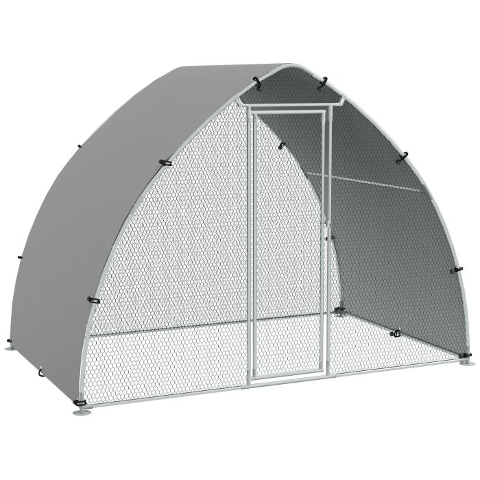 Shelley Galvanised Sturdy Build Outdoor Chicken Coop with Cover for Chickens Hens - Silver