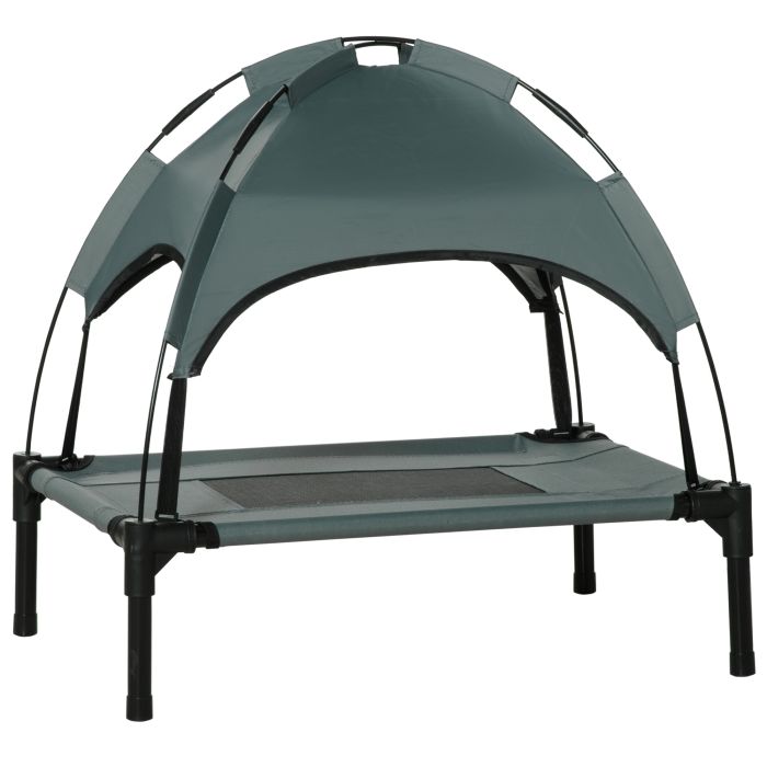 61 cm Elevated Portable Dog Cot Cooling Pet Bed with UV Protection Canopy Shade