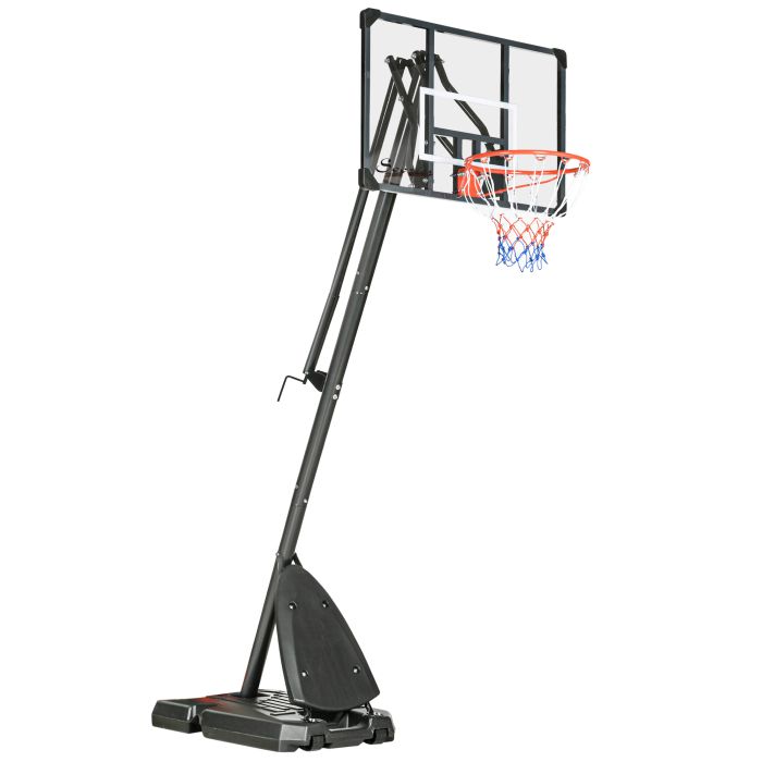 SPORTNOW Height Adjustable Basketball Hoop and Stand with Sturdy Backboard and Weighted Base, Portable on Wheels, 2.4-2.9m