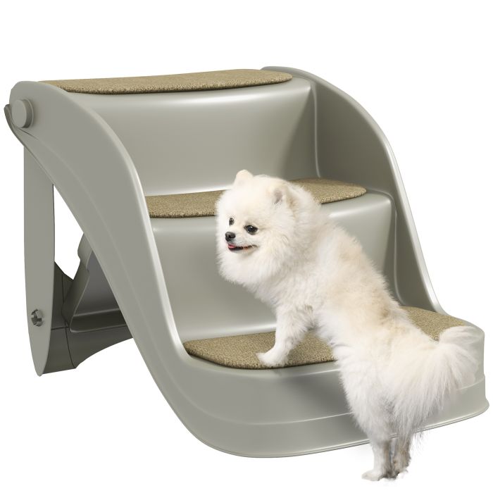 Shelley Foldable Pet Stairs with Non-slip Mats for Small Dogs - Grey