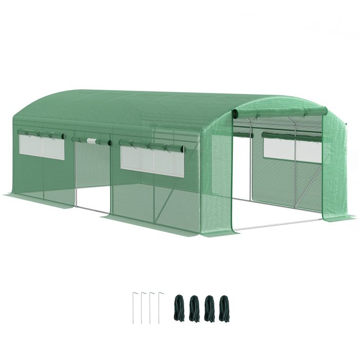 SUNVISTA 19 x 9.8ft Walk-In Polytunnel Greenhouse - Green
