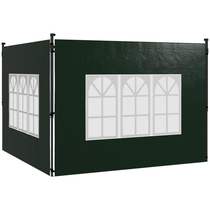 Gazebo Side Panels, Sides Replacement with Window for 3x3(m) or 3x6m Gazebo Canopy, 2 Pack, Green