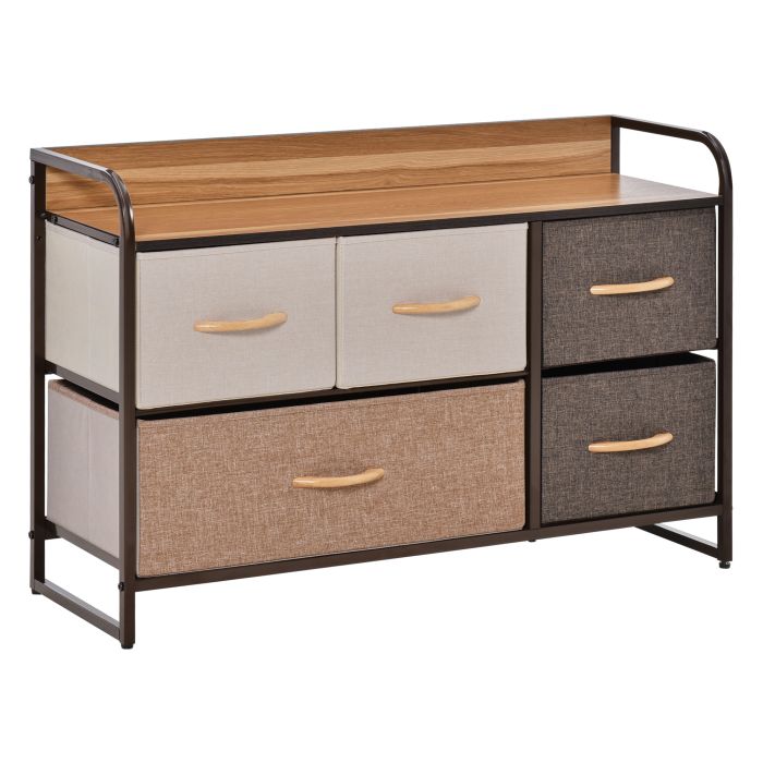VELVEXA Multi Colour Chest of Drawers - Medium-sized, 5 Drawers, Fabric