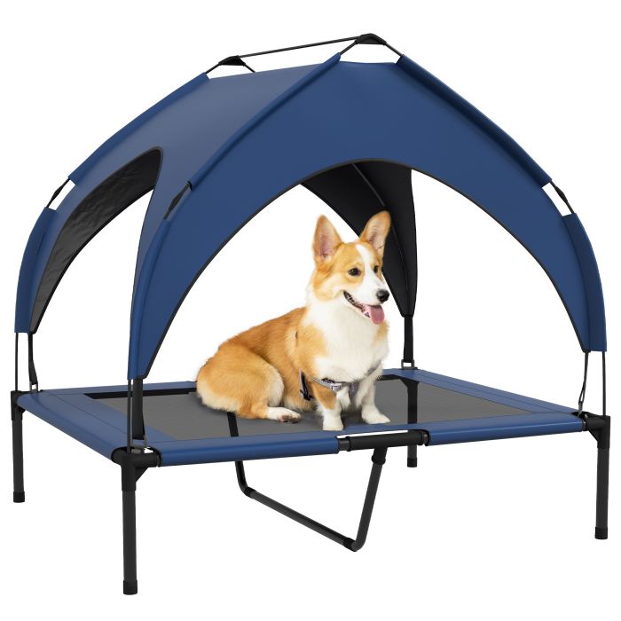 Cooling Raised Pet Bed with Washable Breathable Mesh for Medium Large Dogs - Dark Blue