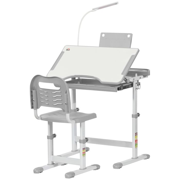 Kids Table and Chair Set - Activity Desk with USB Lamp Storage Drawer