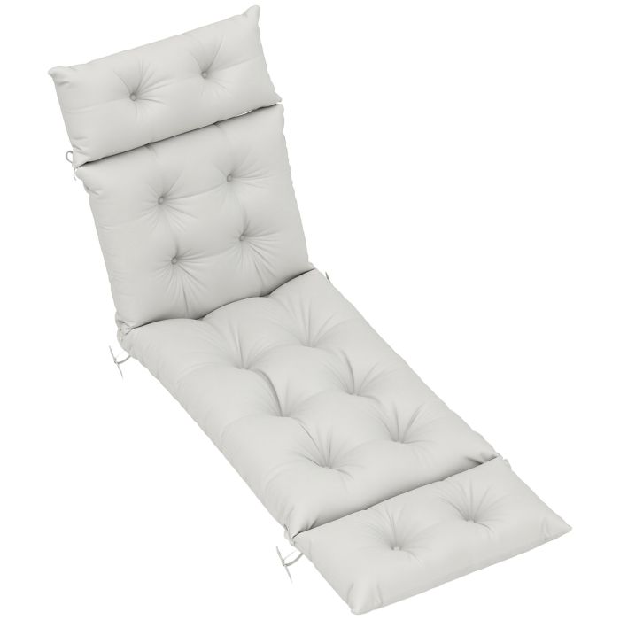 SUNVISTA Sun Lounger Cushion Only, 190x56x10cm Garden Lounge Chair Cushion, Light Grey