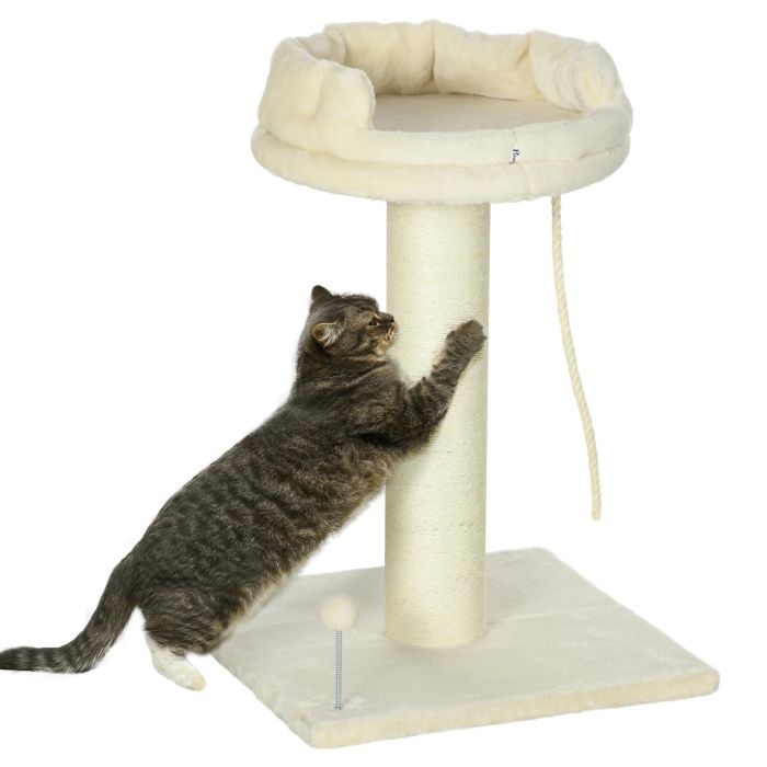 Cat Tree, with Sisal Wrapped Scratching Post - Cream