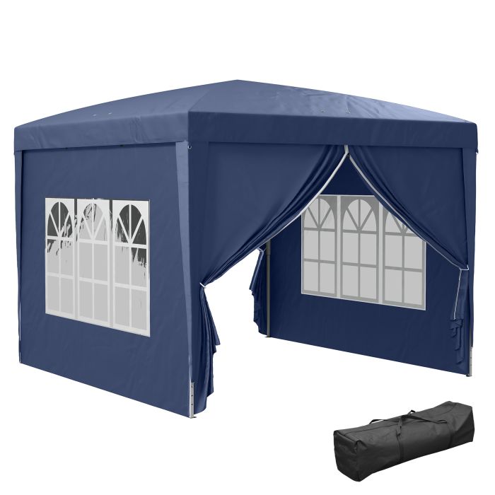3 x 3 Meters Pop Up Water Resistant Gazebo Wedding Camping Party Tent Canopy Marquee with Carry Bag, Blue