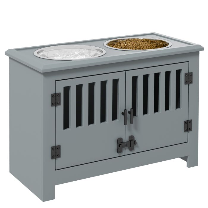 Raised Dog Bowls for Large Dogs with Storage Cabinet