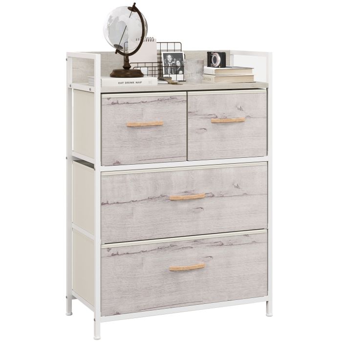 WENZA Cream Chest of Drawers - Medium-sized, 4 Drawers, Fabric Drawers