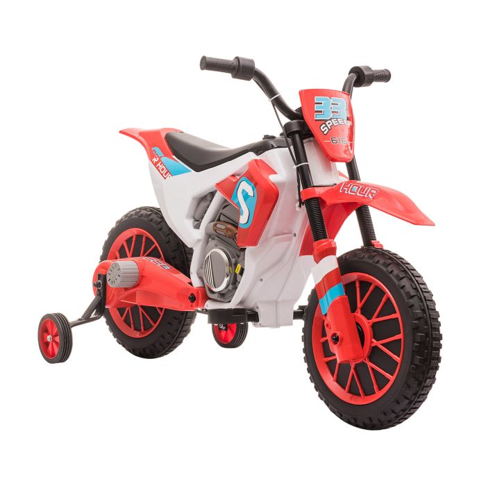 12V Kids Electric Motorcycle Ride On with Training Wheels - Red