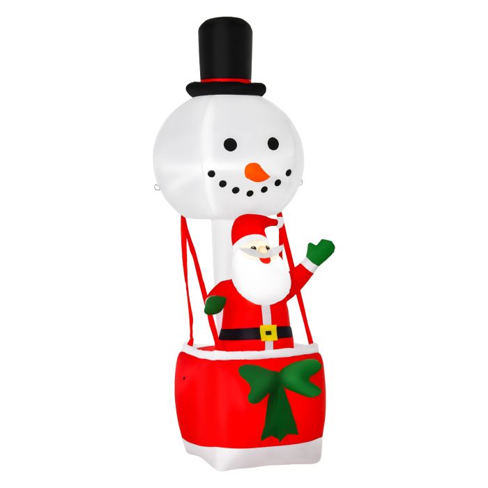 Debbie 2.5m Christmas Inflatable Decoration with Santa Claus on Snowman Hot Air Balloon Blow Up Xmas Decor for Outdoor ​Indoor Home Garden Family