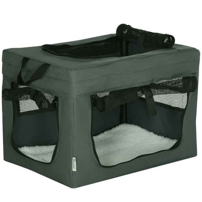 48.5cm Foldable Pet Carrier, Portable Cat Carrier, Cat Bag, Pet Travel Bag with Cushion for Miniature Dogs, Grey
