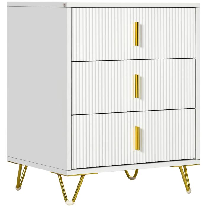 HERON I White Chest of Drawers - Small-sized, 3 Drawers