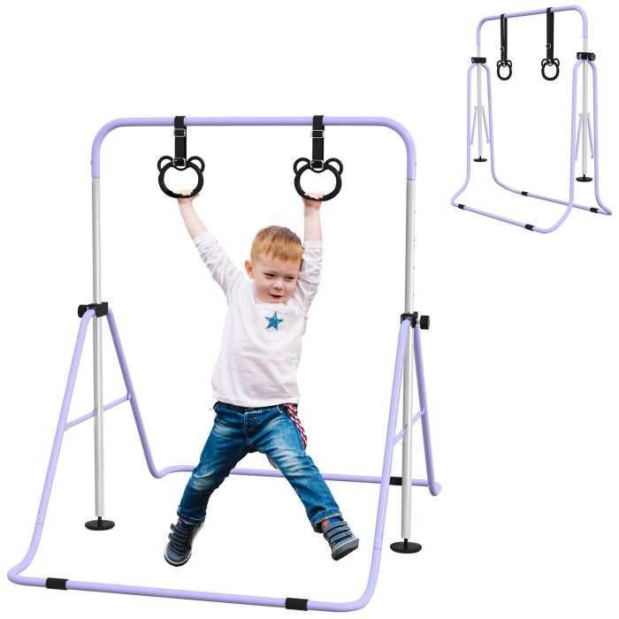 Scott Adjustable Height Foldable Kids Gymnastics Bar Non-Slip Mats - Purple