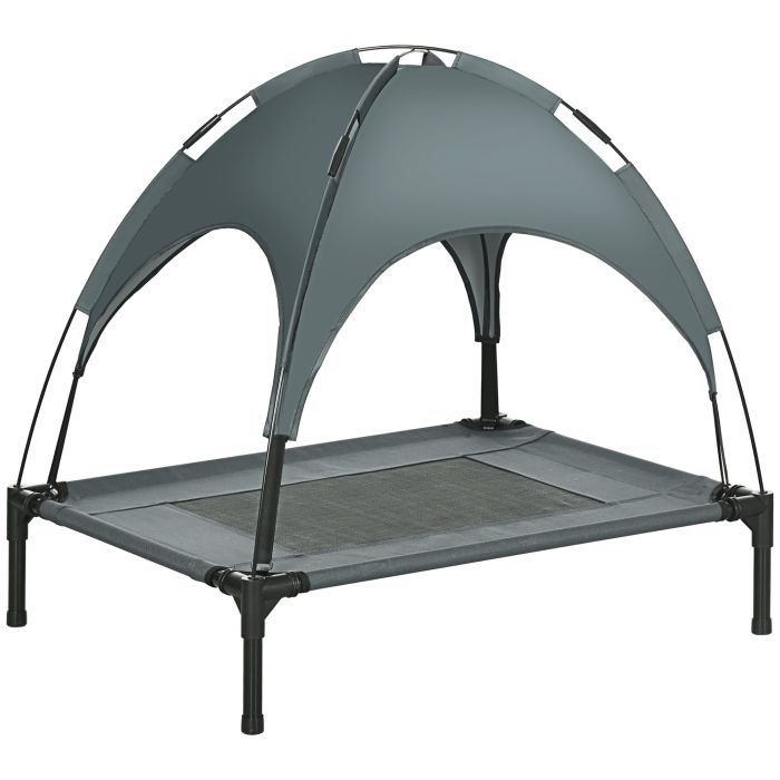 76 cm Elevated Portable Dog Cot Cooling Pet Bed with UV Protection Canopy Shade