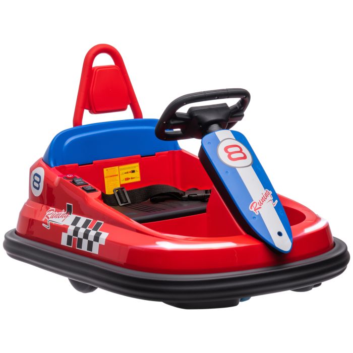 6V Electric Kids Bumper 360 Spin Waltz Car with Music, Horn, Lights - Red