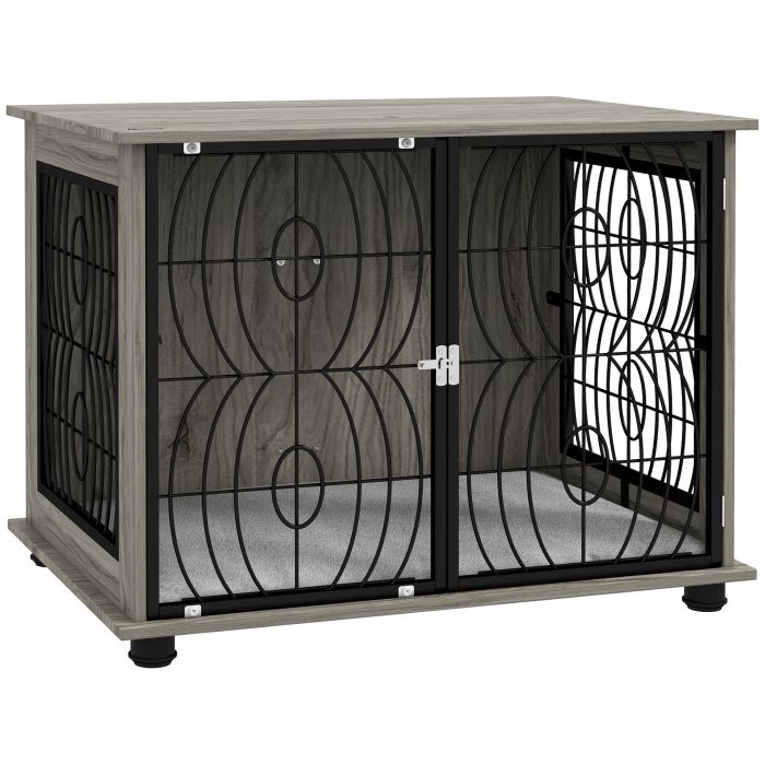 Shelley 29.5 Inch Indoor Dog Crate End Table with Washable Cushion for Medium Dogs - Grey