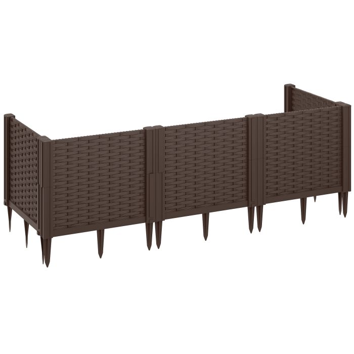 SUNVISTA Plastic Raised Garden Bed, Modular Planter Box Kit, Garden Fence Edging Border for Flowers, Vegetables, Herbs, Brown