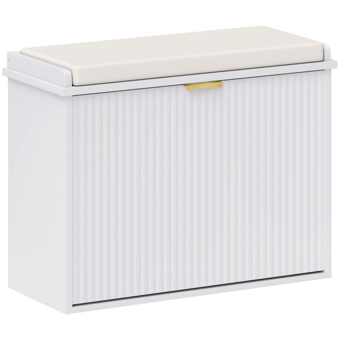 KELVIN 6 Pair Medium Shoe Bench Cabinet White