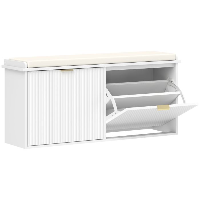 KELVIN 10 Pair Medium Shoe Bench Cabinet White