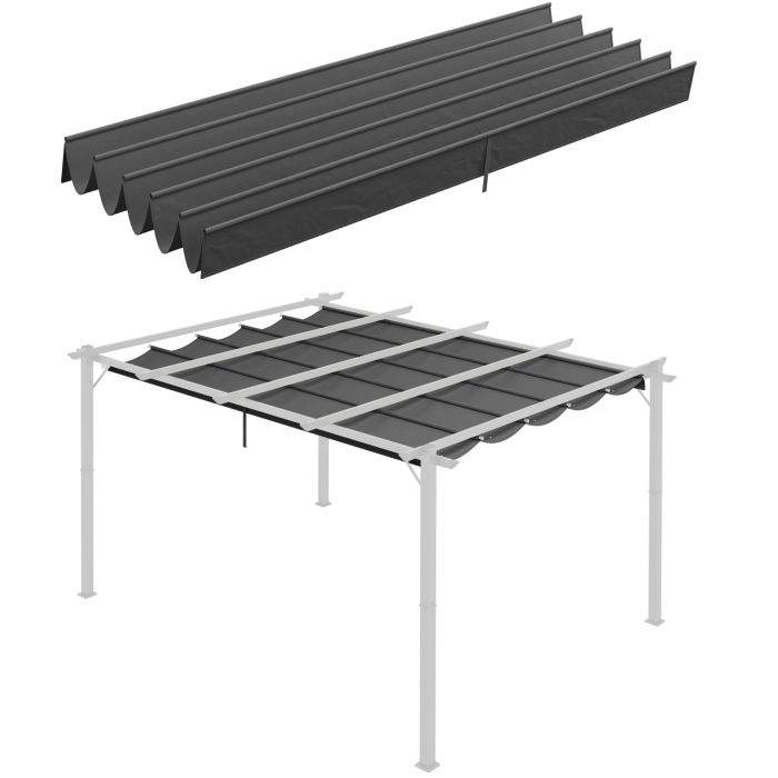 Retractable Pergola Shade Cover, Replacement Canopy for 4 x 3 (m) Pergola, Retractable Roof, Dark Grey