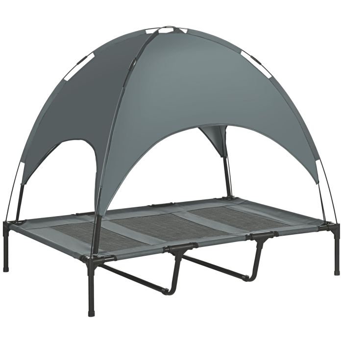Raised Dog Bed Waterproof Elevated Pet Cot with Breathable Mesh UV Protection Canopy Grey, for XXL Dogs, 122 x 92 x 108cm