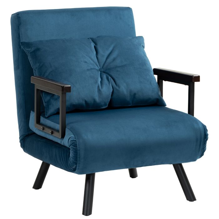 Scott Click Clack Chair Bed with 2 Cushions - Navy Blue