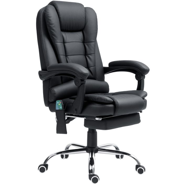 VONSETTA Heated 6 Points Vibration Massage Executive Office Chair Adjustable Swivel Ergonomic High Back Desk Chair Recliner with Footrest Black
