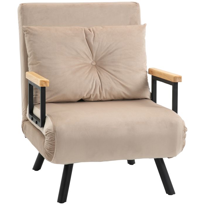 Scott Click Clack Chair Bed with 2 Cushions - Beige