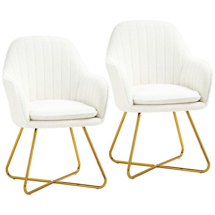 HERON Set of Two Sherpa Fleece Dining Chairs - Cream