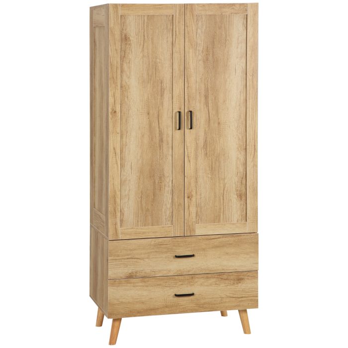 JORBY 2 Door Wardrobe with 2 Drawers Oak - 80cm