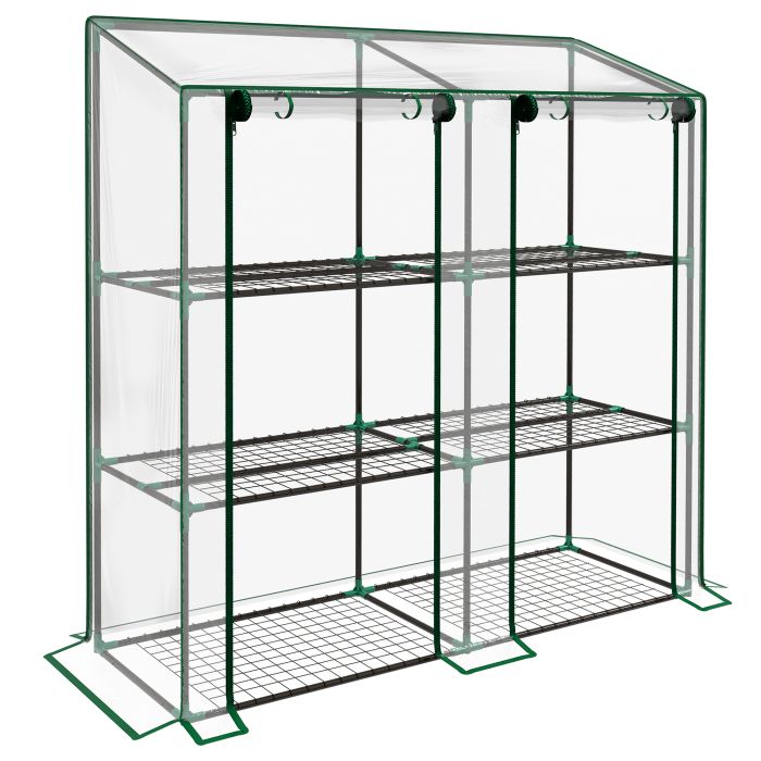 3 Tier 6 Wire Shelves Reinforced Mini Greenhouse, Clear