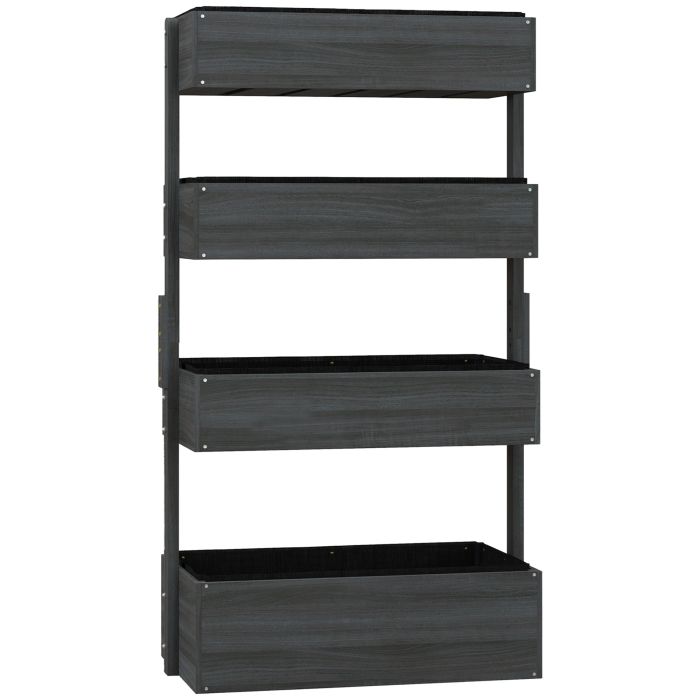 SUNVISTA Four-Tier Basket Wooden Plant Stand - Grey