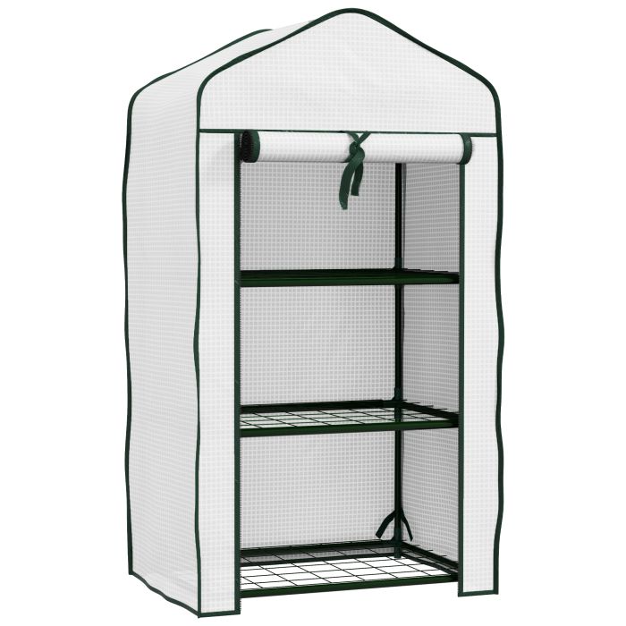 Garden Greenhouse - 3-Tier Mini Greenhouse White 59cm