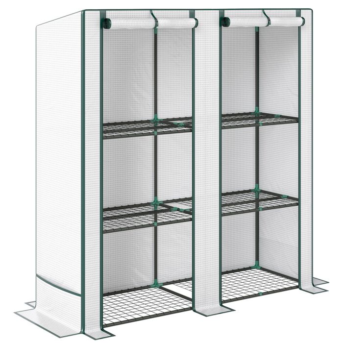 SUNVISTA Three-Tier Mini Greenhouse with Green Edges- White